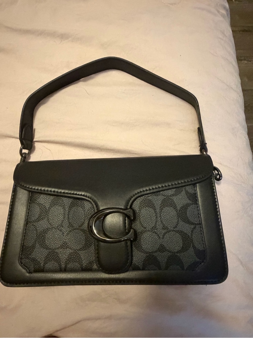 Black Signature Pattern Shoulder Bag